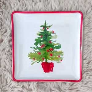 Sleigh Bell Bistro Plate Christmas Tree Cookie Dessert Candy Service 7 x 7